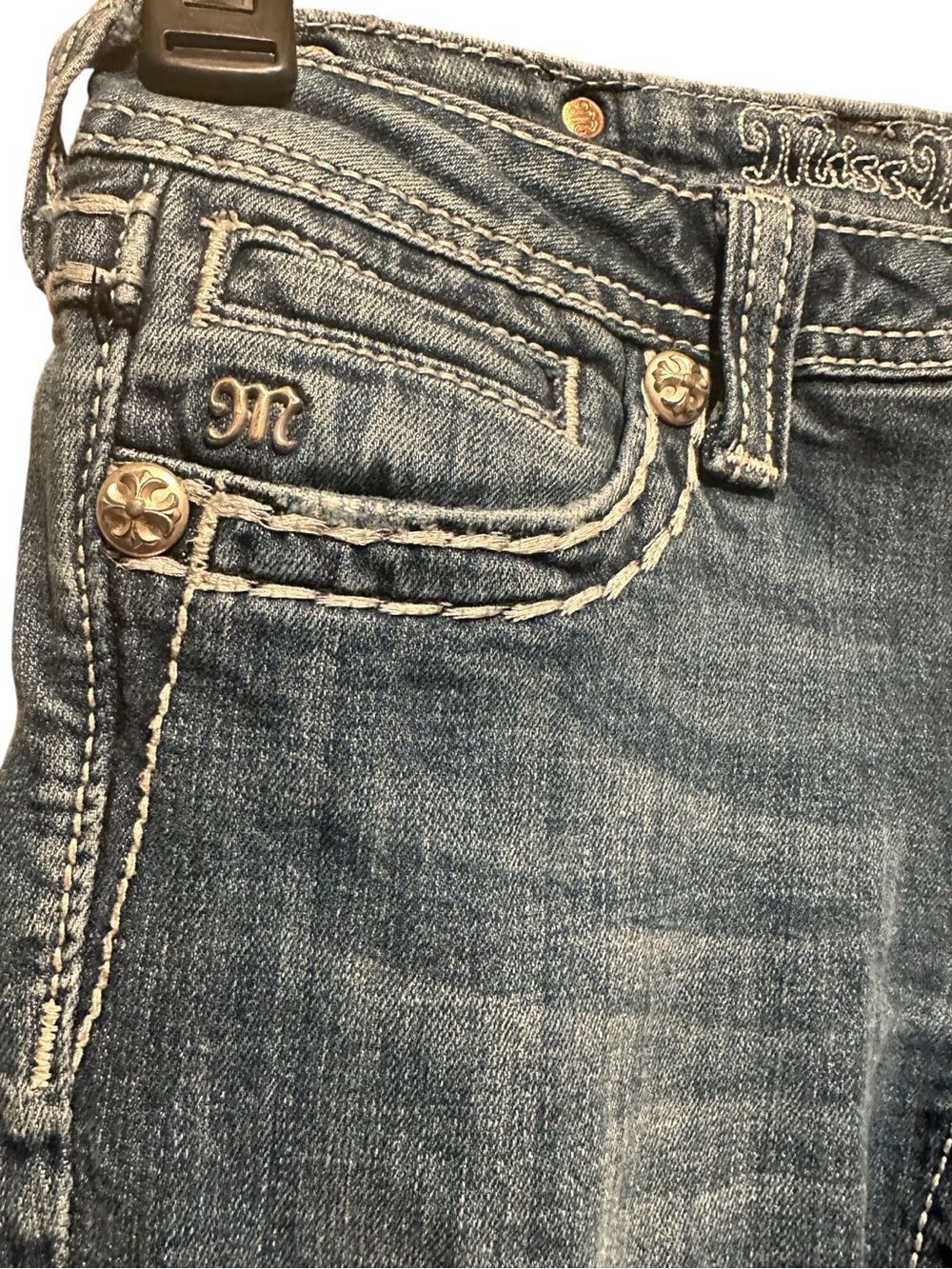 Miss Me Dark Wash Straight Leg Blue Jeans Juniors Size 14 - Picture 3 of 7
